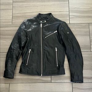 Diesel Black Leather Biker International Jacket Size Small